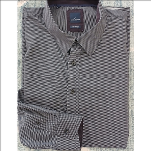 Hechter Paris Premium Cotton Button Down shirt Mens 4XT   LIKE NEW   Black print
